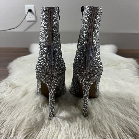 Steve Madden Women's Size 6 Silver Dispute R Embellished  Peep Toe Stiletto Boot - Picture 7 of 12